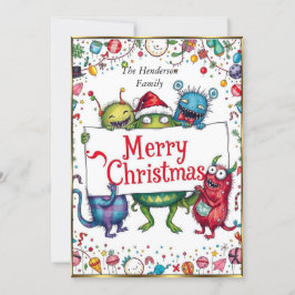 Invitación Navidades de pequeños monstruos muy buen fiesta