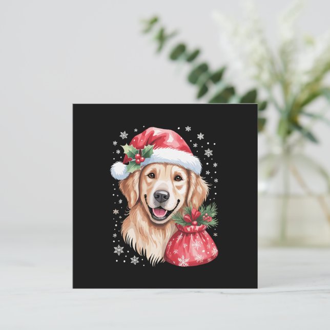Invitación Navidades de perro de Golden Retriever Fiesta de v (Anverso de pie)