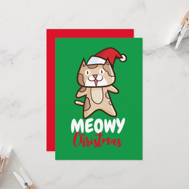Invitación Navidades de personalizable Meowy (Anverso/Reverso In Situ)