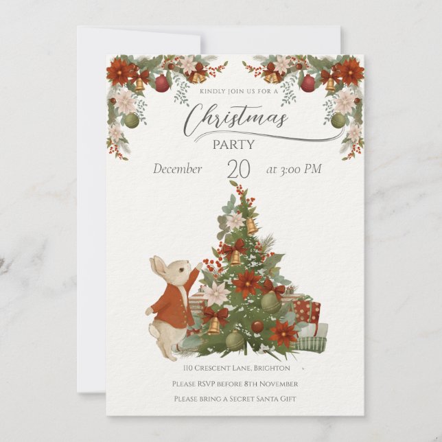 Invitación Navidades de Peter Rabbit (Anverso)