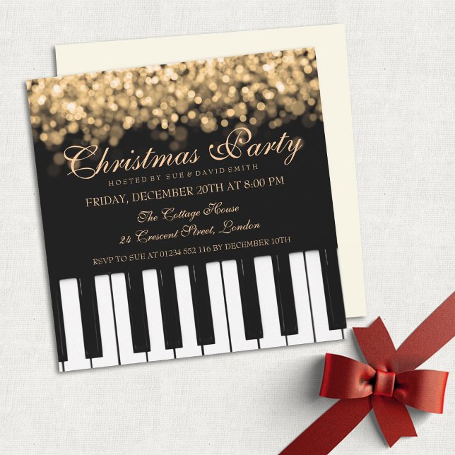 Invitación Navidades de piano bar Fiesta Luces de oro (Subido por el creador)