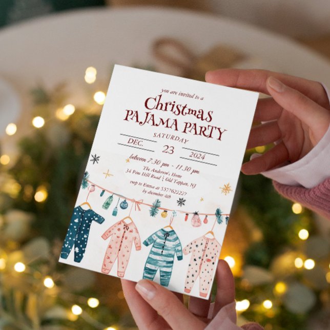Invitación Navidades de pijamas cutáneos Fiesta de pijamas (Subido por el creador)