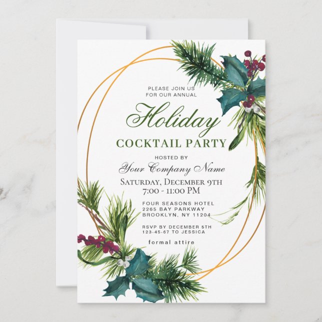 Invitación Navidades de Pine CORPORATE Fiesta de cócteles de  (Anverso)