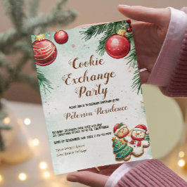 Invitación Navidades de Pine y Ornaments en Cookie Exchange