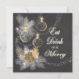 Invitación Navidades de Pinecone Ornaments Chalkboard