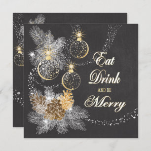 Invitación Navidades de Pinecone Ornaments Chalkboard
