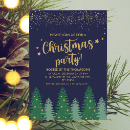 Invitación Navidades De Pino De Invierno Con Estilo Sparkling