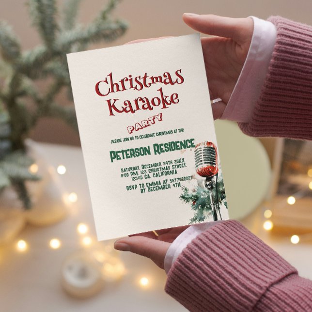 Invitación Navidades de Pino y Micrófono Fiesta de Karaoke (Subido por el creador)