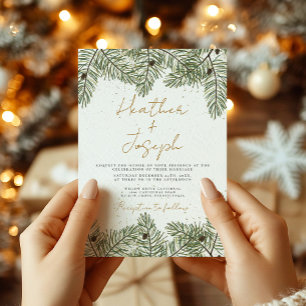 Invitación Navidades de Pino y Oro Boda festivo