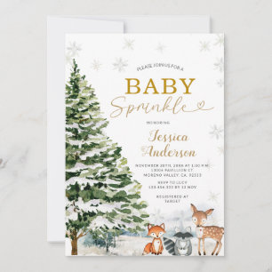 Invitación Navidades de pinos de animales rusos rocian a bebé