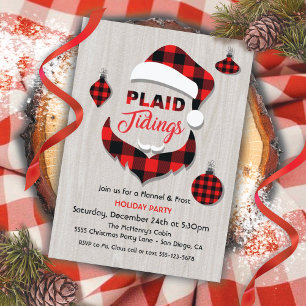 Invitación Navidades de Plaid Tidings Flannel Santa Claus Fie