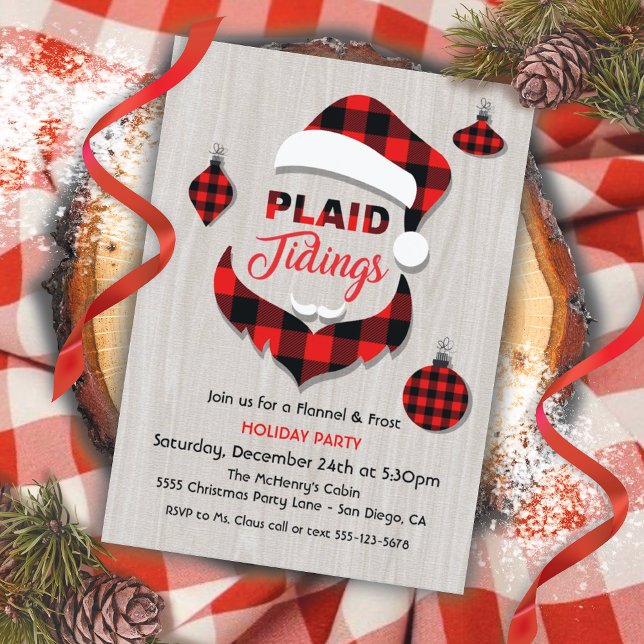 Invitación Navidades de Plaid Tidings Flannel Santa Claus Fie (Subido por el creador)