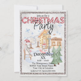 Invitación Navidades de plata acuarela Ratas de invierno