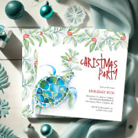 Navidades de playa Fiesta Watercolor Sea Turtle