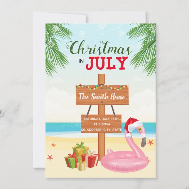 Invitación Navidades de playa invitados en julio (Anverso)