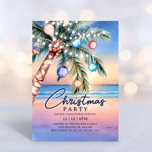 Invitación Navidades de Playa Tropical Palm Tree