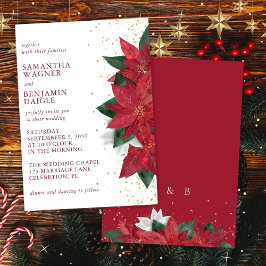 Invitación Navidades de Poinsettia Boda Floral Red Elegant