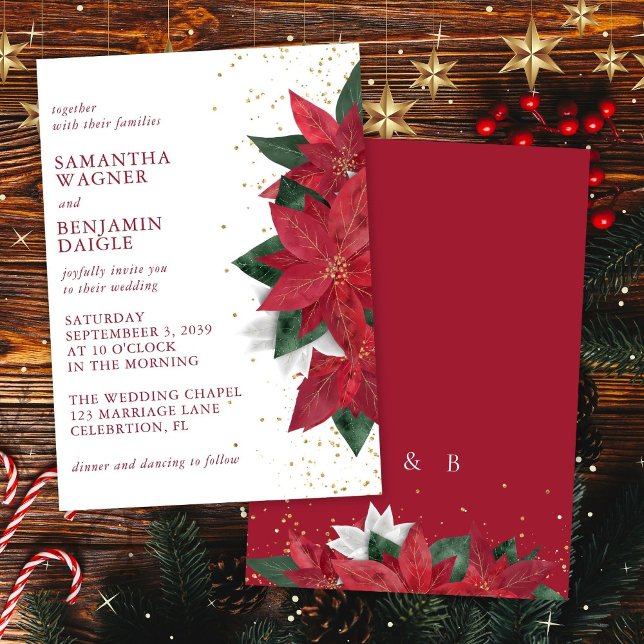 Invitación Navidades de Poinsettia Boda Floral Red Elegant (Subido por el creador)