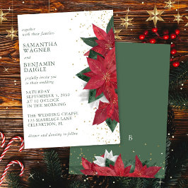 Invitación Navidades de Poinsettia Boda Floral Verde Elegante