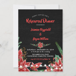 Invitación Navidades de Poinsettia Chalkboard Ensayo de cena