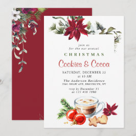 Invitación Navidades de Poinsettia Cookies y Fiesta de la Nav