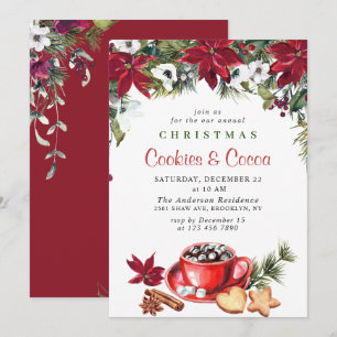 Invitación Navidades de Poinsettia Cookies y Fiesta de la Nav