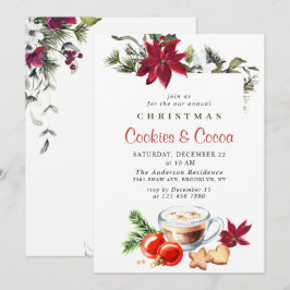 Invitación Navidades de Poinsettia Cookies y Fiesta de la Nav