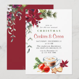 Invitación Navidades de Poinsettia Cookies y Fiesta de la Nav
