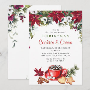 Invitación Navidades de Poinsettia Cookies y Fiesta de la Nav