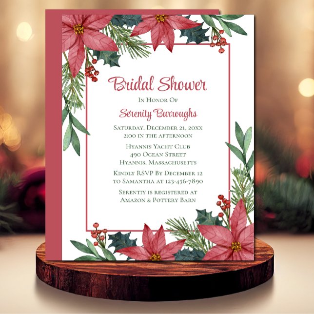 Invitación Navidades de Poinsettia ducha de novias florales (Subido por el creador)