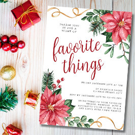 Invitación Navidades de Poinsettia Fiesta de Cosas Favoritas