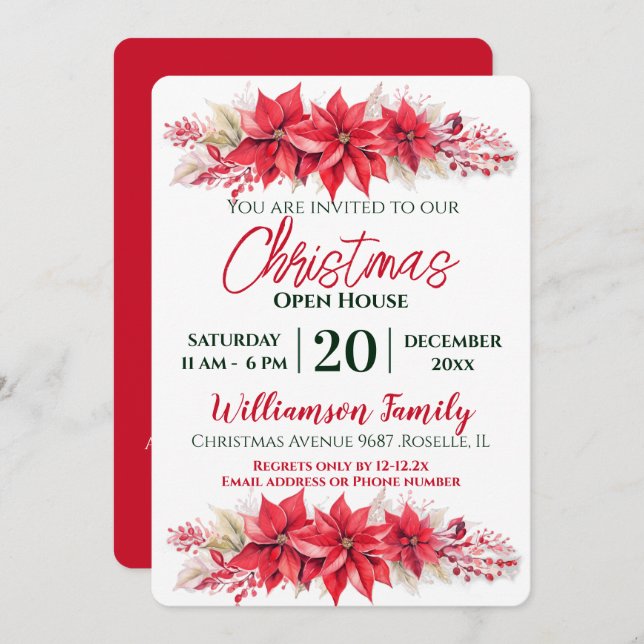 Invitación Navidades de Poinsettia - Fiesta de la Cámara Abie (Anverso / Reverso)