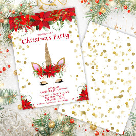 Invitación Navidades de Poinsettia Unicorn con Fiesta de fuen