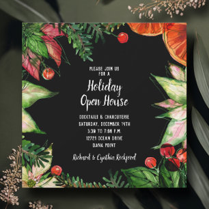 Invitación Navidades de Poinsettia y Naranjas