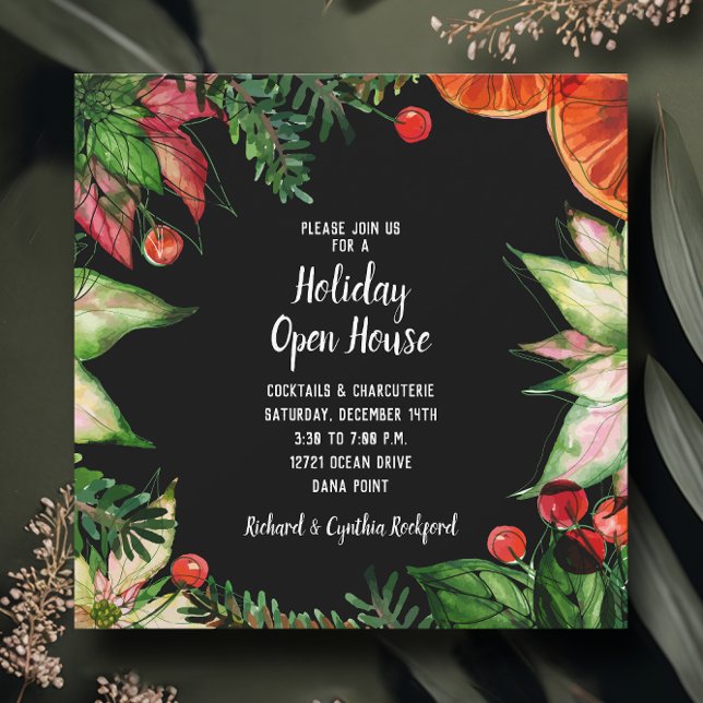 Invitación Navidades de Poinsettia y Naranjas (Subido por el creador)