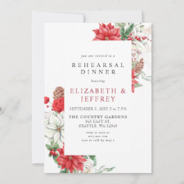 Invitación Navidades de Poinsettias Holly Ensayo de cena