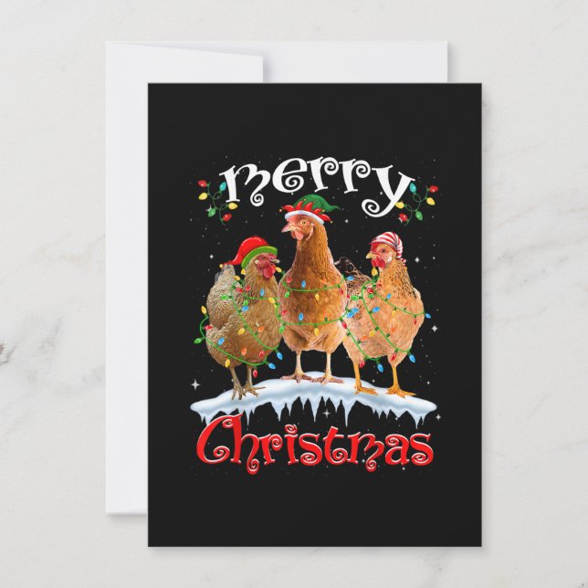 Invitación Navidades de pollo iluminan pollo con navidad (Anverso)
