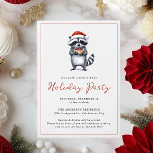 Invitación Navidades de Raccoon celebran fiesta