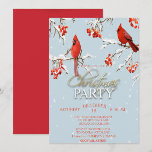 Invitación Navidades de ramas de árbol del cardenal rojo