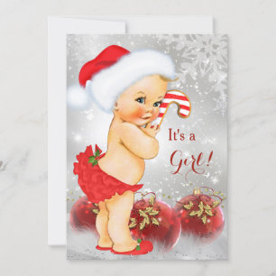 Invitación Navidades de Red Gold Bauble Baby Shower Blonde