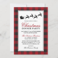 Navidades de Red Plaid cenan reno Fiesta