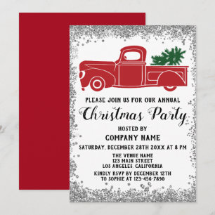 Invitación Navidades de Red Truck Xmas Tree Company Fiesta Si