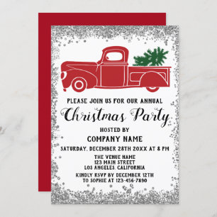 Invitación Navidades de Red Truck Xmas Tree Company Fiesta Si
