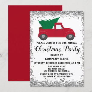 Invitación Navidades de Red Truck Xmas Tree Company Fiesta Si