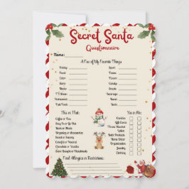 Invitación Navidades de regalo navideño secreto de Santa Ques