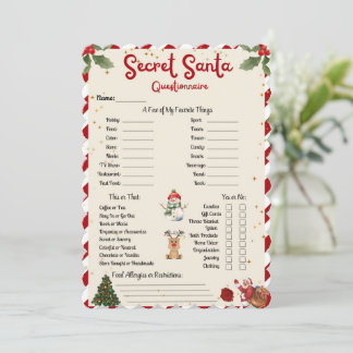 Invitación Navidades de regalo navideño secreto de Santa Ques