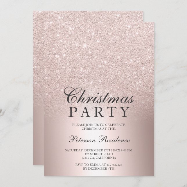 Invitación Navidades de Relieve metalizado metálico sombrío p (Anverso / Reverso)