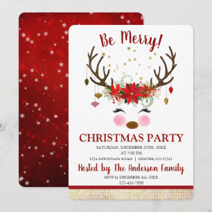 Invitación Navidades de reno lindo Fiesta de cena de vacacion