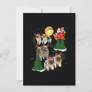 Invitación Navidades de renos de Keeshond montando en Santa N