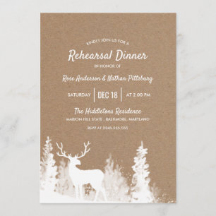Invitación Navidades de renos de papel Kraft ensayan la cena